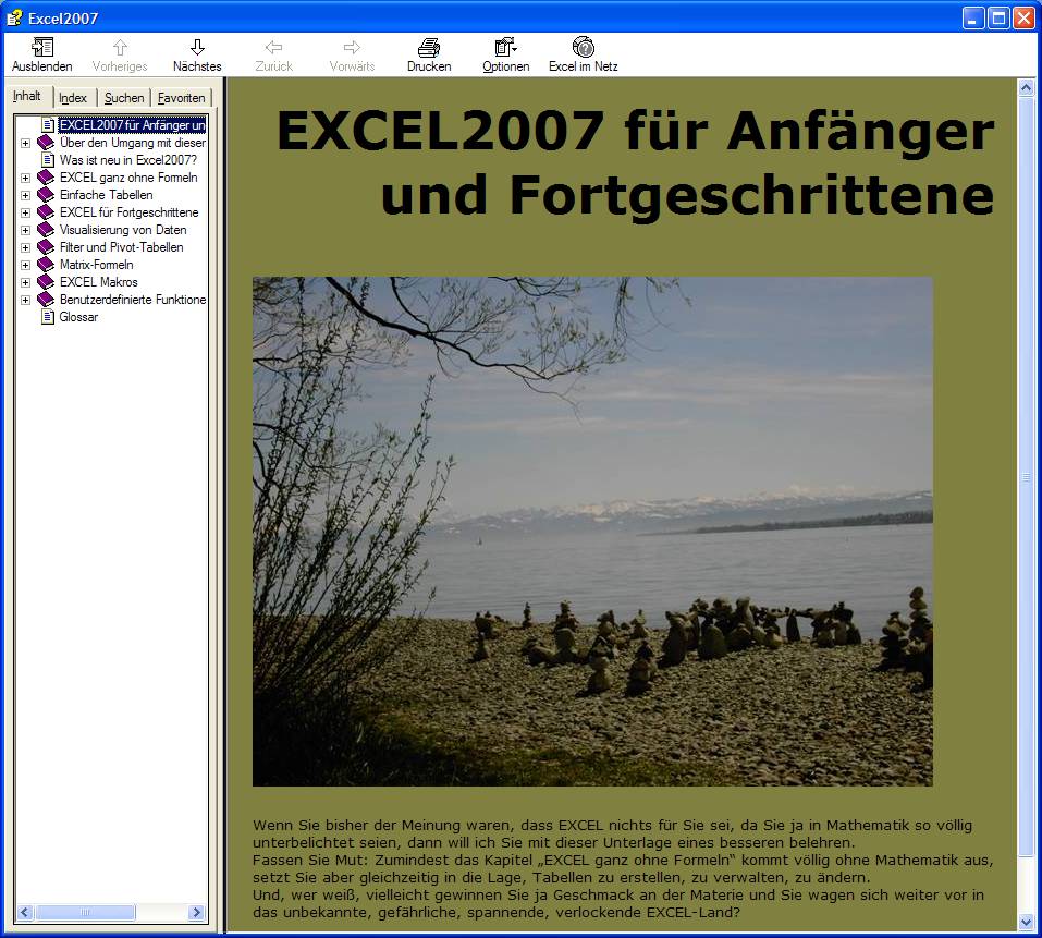 Screenshot vom Programm: Tutorial Excel2007